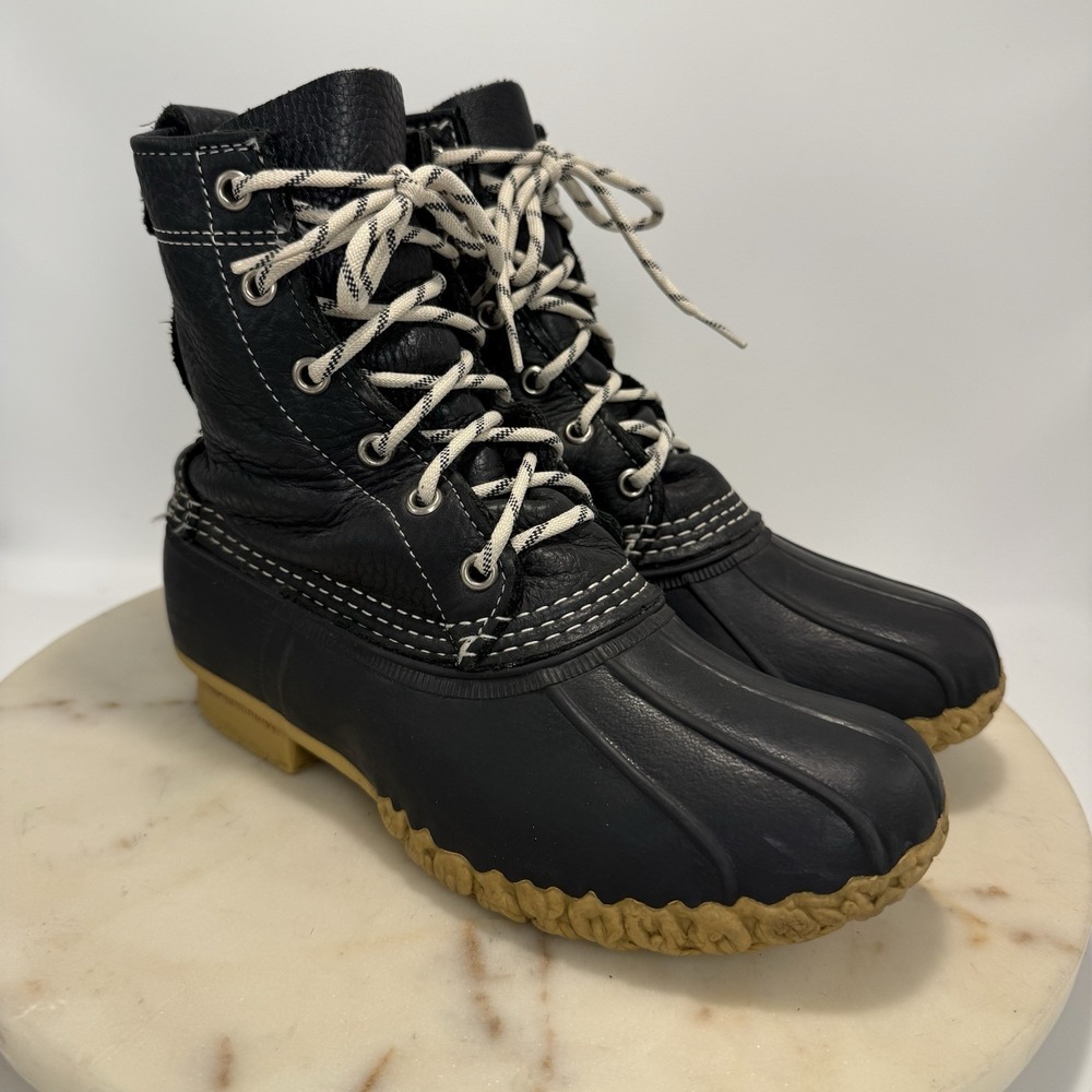 L.L. Bean Bean Boots Blue Leather Women's Duck Boot Size 6 M Waterproof READ!!